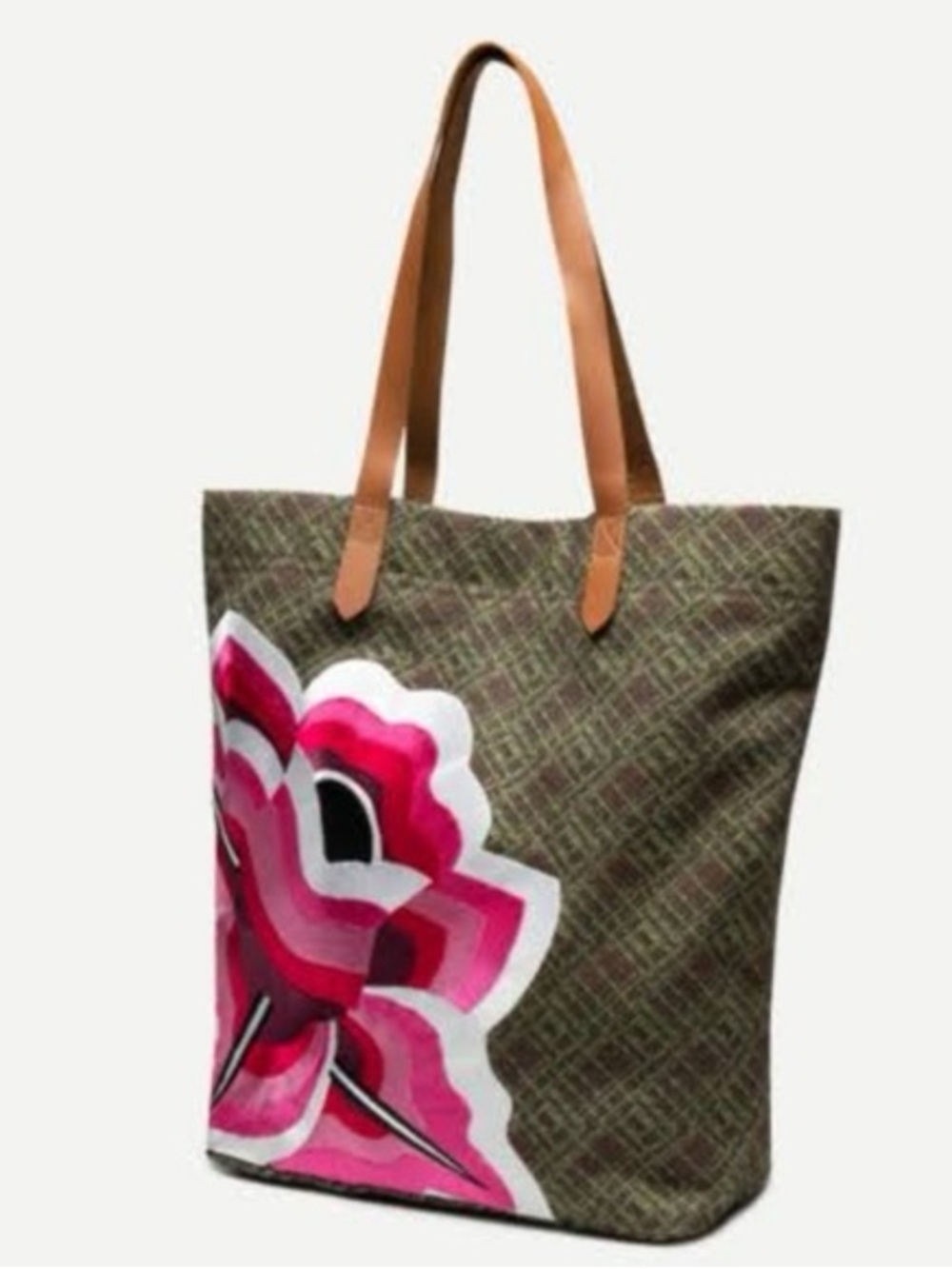 NWT Wyeth Frida Kahlo Floral Tote Bag Olive Green Pink